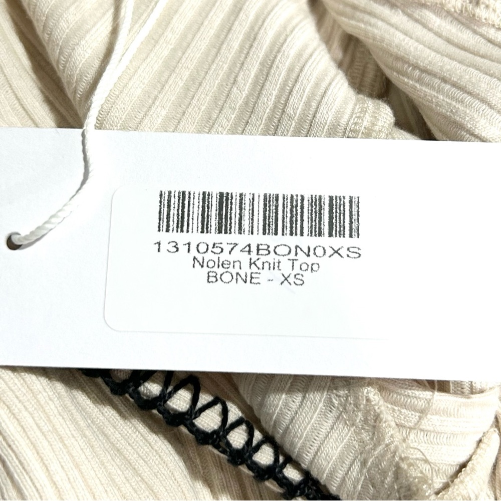 NWT Reformation Nolen Knit Collared Stitch Detail Top Bone XS Academia Casual - Picture 9 of 9